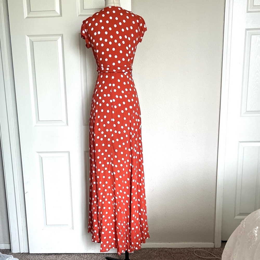 TULAROSA Sid Polka Dot Wrap Midi Dress Roselle - Picture 8 of 10